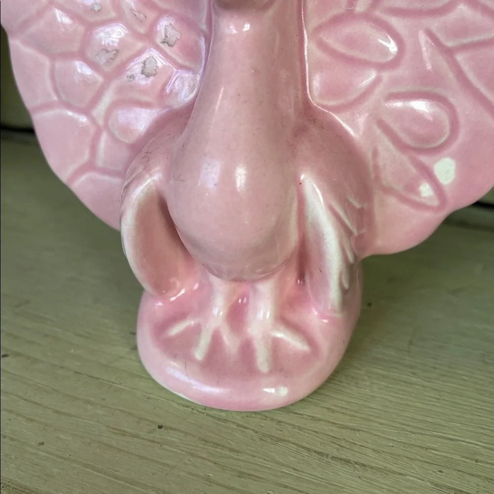 Vintage Mccoy pink peacock pocket planter